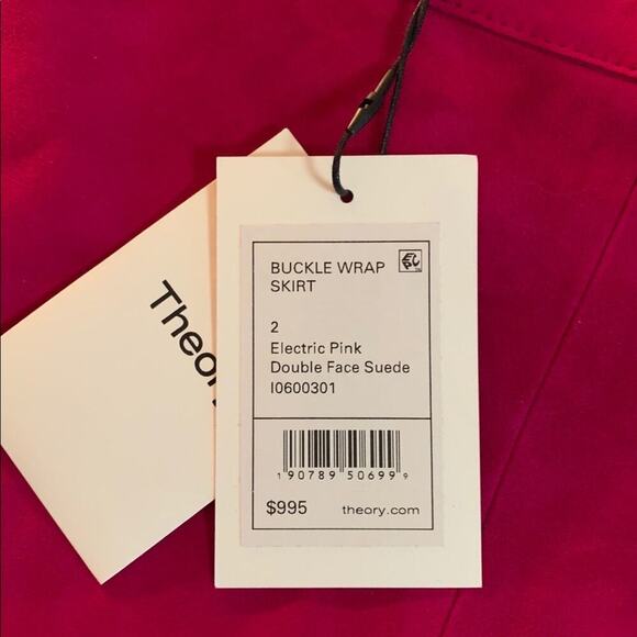 Theory Buckle Wrap Skirt in Electric Pink. - Picture 5 of 6
